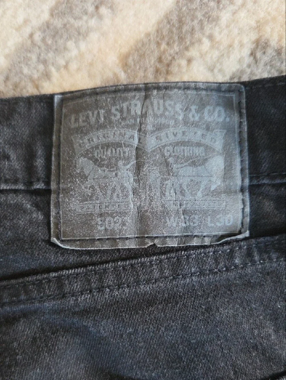 Levi's 502 Men's Black Taper Straight Jeans Size 33x30